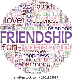 Friendship vector illustration word cloud isolated on a white background.