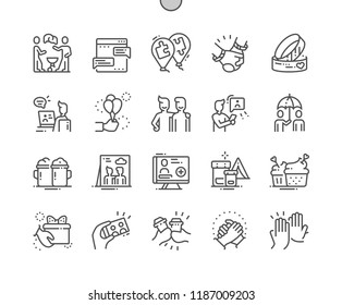 Friendship Well-crafted Pixel Perfect Vector Thin Line Icons 30 2x Grid for Web Graphics and Apps. Simple Minimal Pictogram