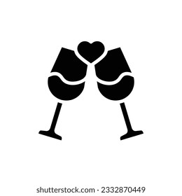 Ilustración vectorial de iconos rellenos de vino de amistad