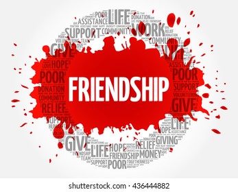 Friendship word cloud collage, concept background
