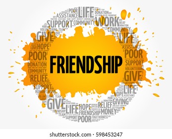 Friendship word cloud collage, concept background