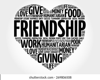 Friendship Word Cloud, Heart Concept