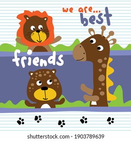 friendship in the zoo funny animal cartoon