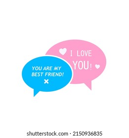 Friendzoned conversation. Chat bubble with a friend zone romance. Vector illustration.