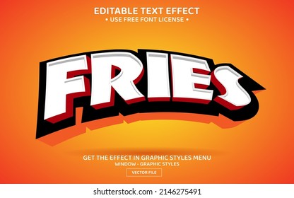 Fries 3D editable text effect template