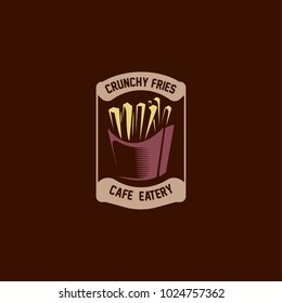Fries Badge Logo On Maroon Background