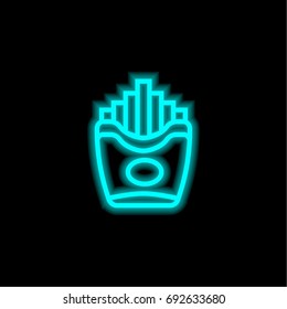 Fries blue glowing neon ui ux icon. Glowing sign logo vector