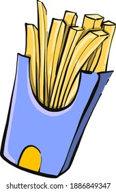 Fries in the box ,illustration,vector on white background