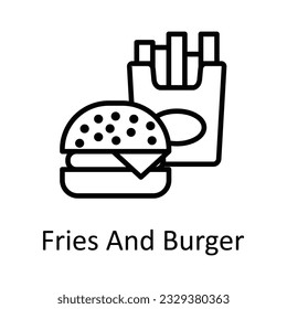 Fries And Burger Vector outline Icon Design illustration. Food and Drinks Symbol on White background EPS 10 File 