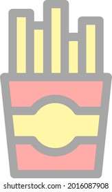  Fries Chips Line Filled Light Vector Icon Design
