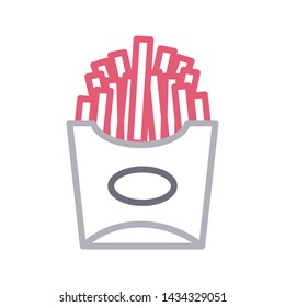 fries color line vector icon