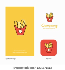 Fries Company Logo App Icon and Splash Page Design. Creative Business App Design Elements