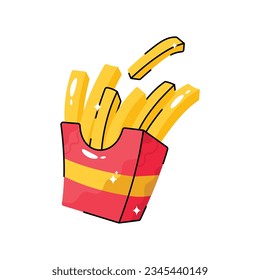 Fries doodle vector filled outline Sticker. EPS 10 file