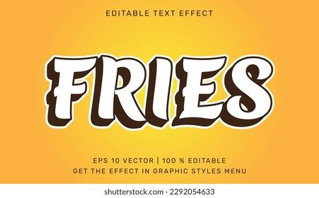 Fries editable text effect in 3d style. Suitable for brand or business logos