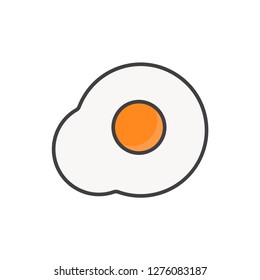 Fries eggs colored line icon.