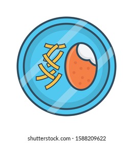 fries flat color line icon 