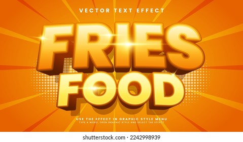 Fries food 3d editable vector text effect suitable for food menu product.