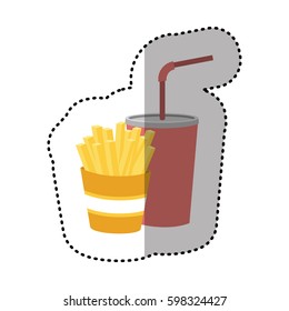 fries french and soda icon, vector illustraction design
