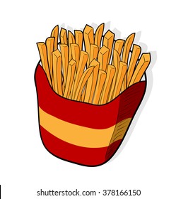 Fries, a hand drawn vector illustration of french fries.