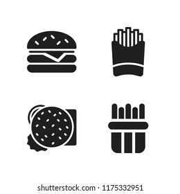 fries icon. 4 fries vector icons set. french fries and burger icons for web and design about fries theme