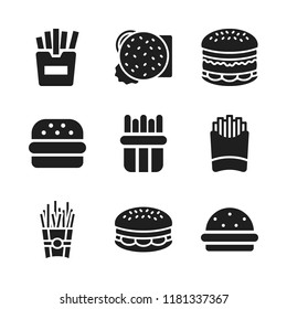 fries icon. 9 fries vector icons set. french fries and burger icons for web and design about fries theme