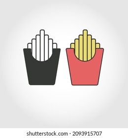 Icono de Fries con caja coloreada y sin color
