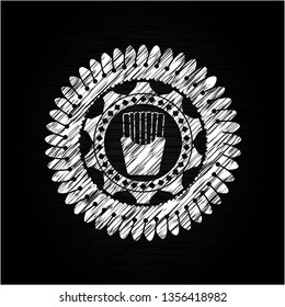 fries icon drawn chalk emblem, retro style, chalk or chalkboard texture