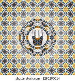 fries icon inside arabesque badge. arabic decoration.