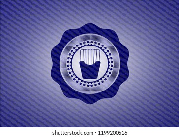 fries icon inside badge with jean texture