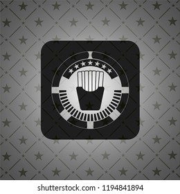 fries icon inside black emblem. Vintage.
