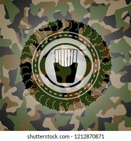 fries icon inside camouflage emblem