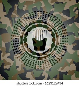 fries icon inside camouflage emblem