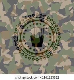 fries icon inside camouflaged emblem