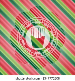fries icon inside christmas emblem background.