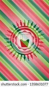 fries icon inside christmas style emblem.