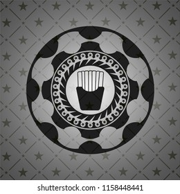 fries icon inside dark emblem