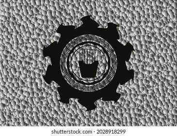 fries icon inside dark emblem with grey bubbles background. Vector Illustration. Detailed. 