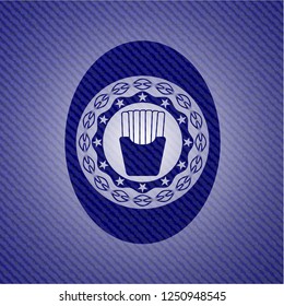 fries icon inside emblem with jean high quality background