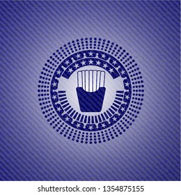 fries icon inside emblem with jean high quality background