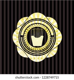 fries icon inside gold badge or emblem