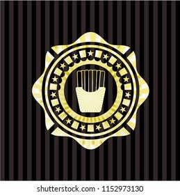 fries icon inside golden emblem