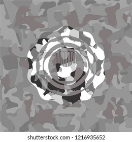 fries icon inside grey camouflage texture