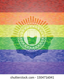 fries icon inside lgbt colors emblem 