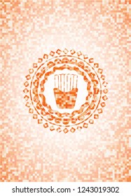 fries icon inside orange mosaic emblem
