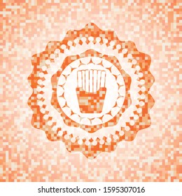 fries icon inside orange mosaic emblem