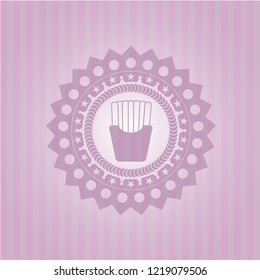 fries icon inside pink emblem