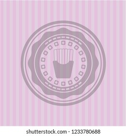 fries icon inside pink emblem