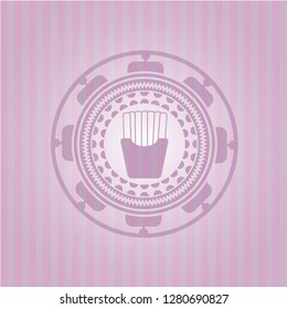 fries icon inside pink emblem. Retro