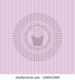 fries icon inside pink emblem. Vintage.