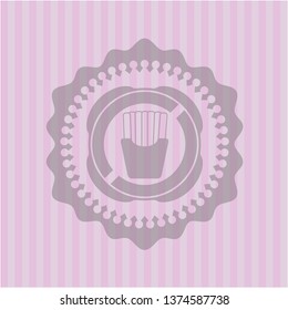 fries icon inside pink emblem. Retro